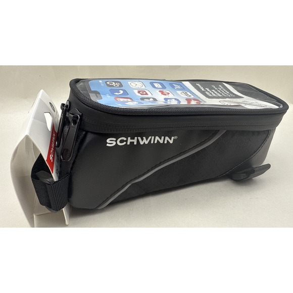 Schwinn Bicycle Bike Travel Bag Top Tube Phone Bag Zip Closure Black Cyclist NEW - Picture 1 of 13